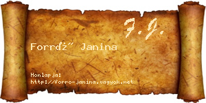 Forró Janina névjegykártya